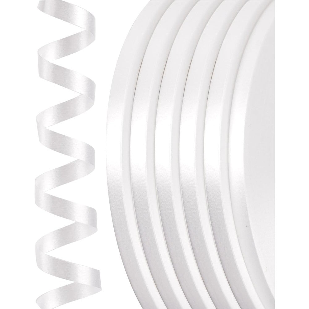 PartyWoo white curling ribbon 6 rolls set front view