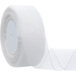 Hapeper 1-1/2 inch white sheer organza ribbon roll front view