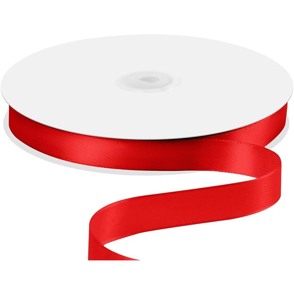 Quhora 5/8 inch red satin ribbon spool front view