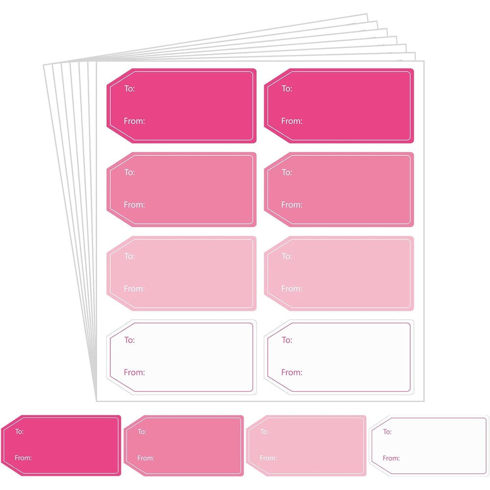 Auroray pink gift tag sticker set front view
