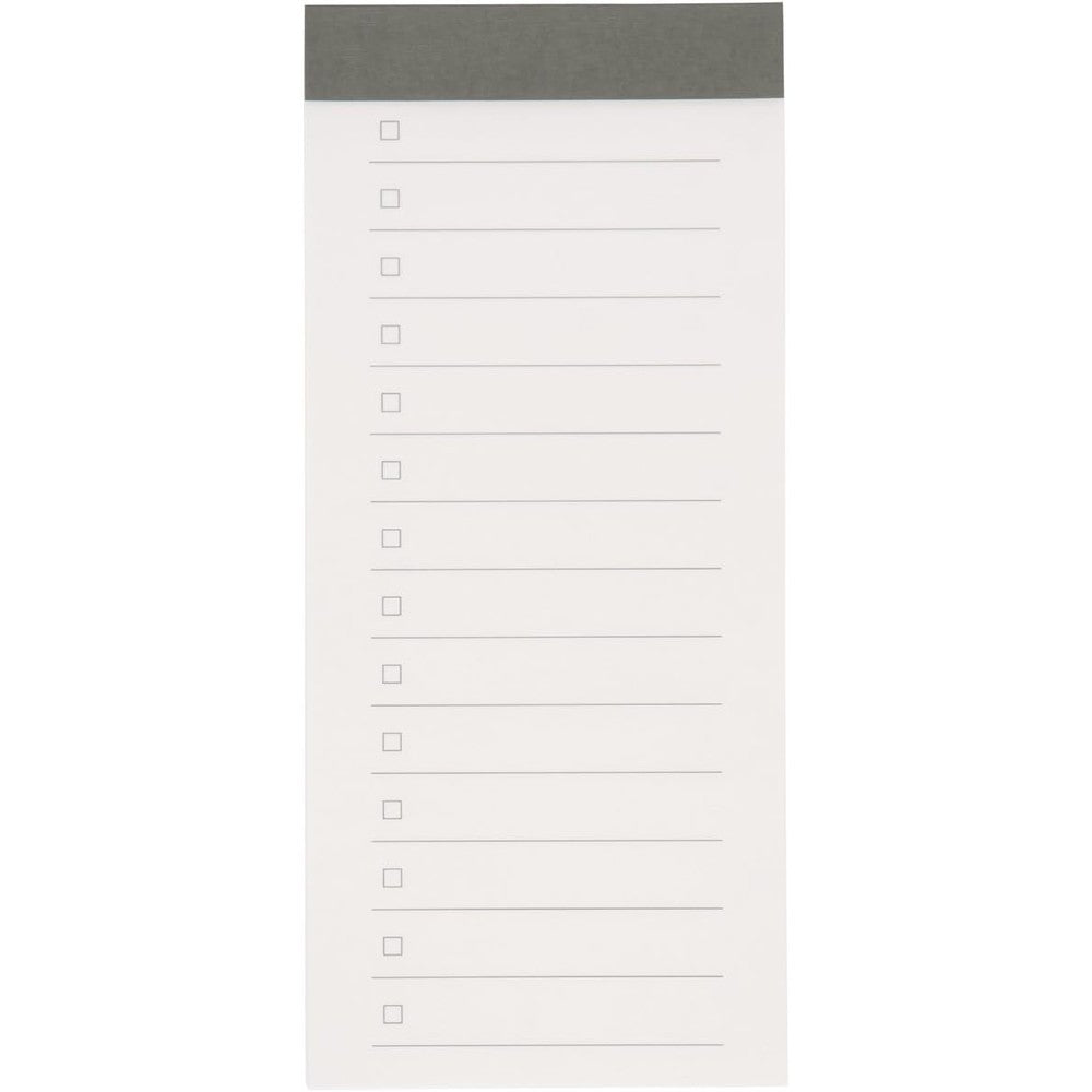 MUJI Checklist Notepad front view showing 14 ruled lines and checkboxes on high quality white paper