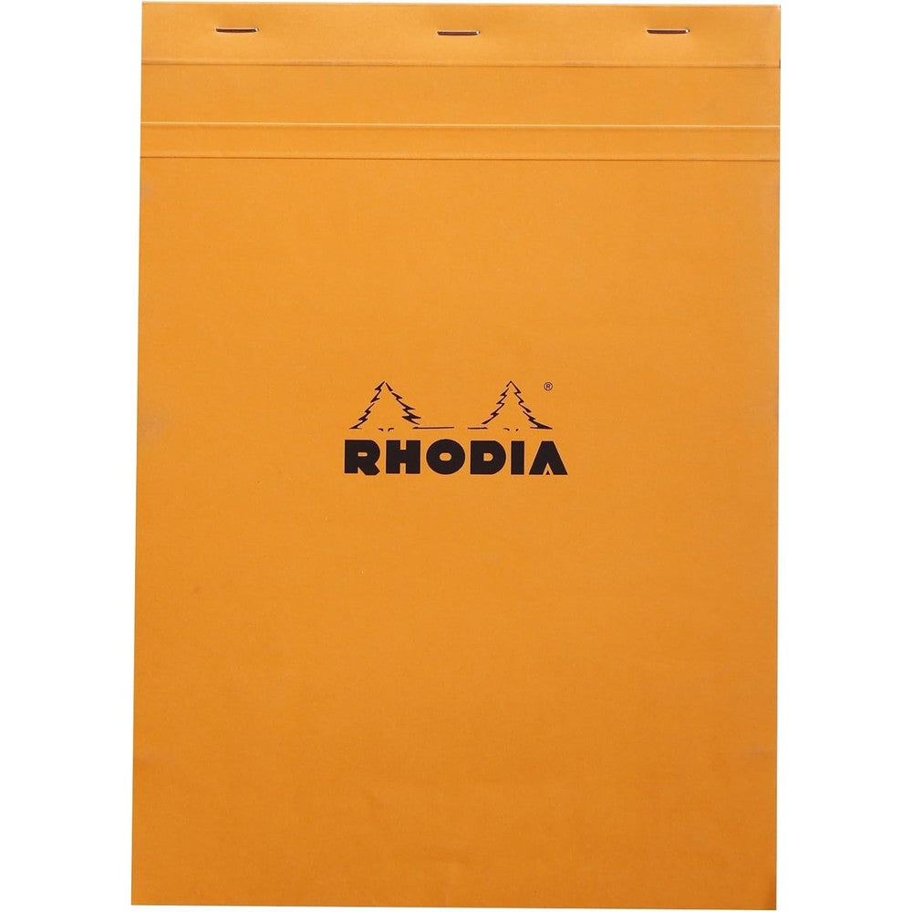 Rhodia staplebound notepad graph orange front view showing the iconic orange cover with clean black branding
