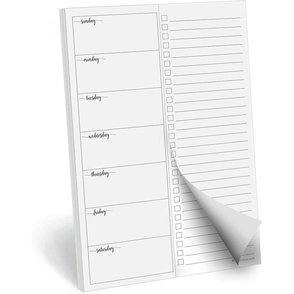 321Done weekly plan magnetic notepad front view showing two column layout