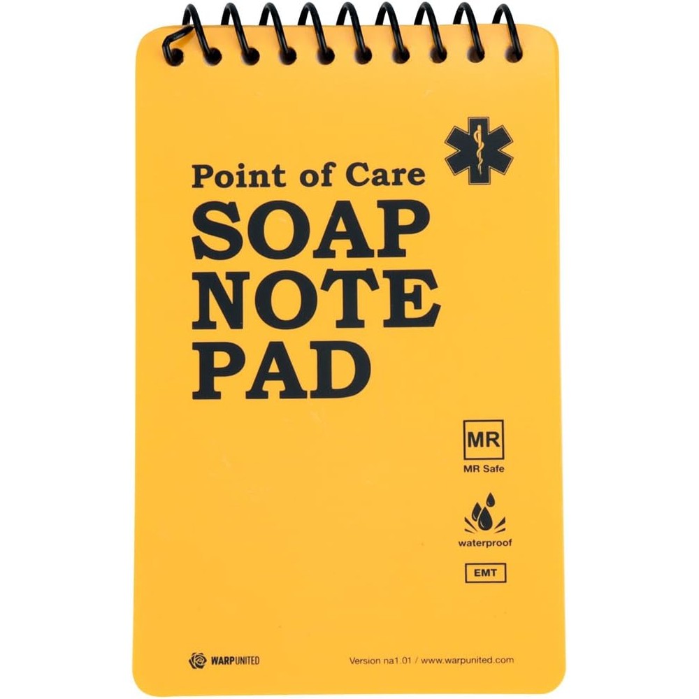 Warp United waterproof EMT SOAP note medical notepad front view layout for first responders