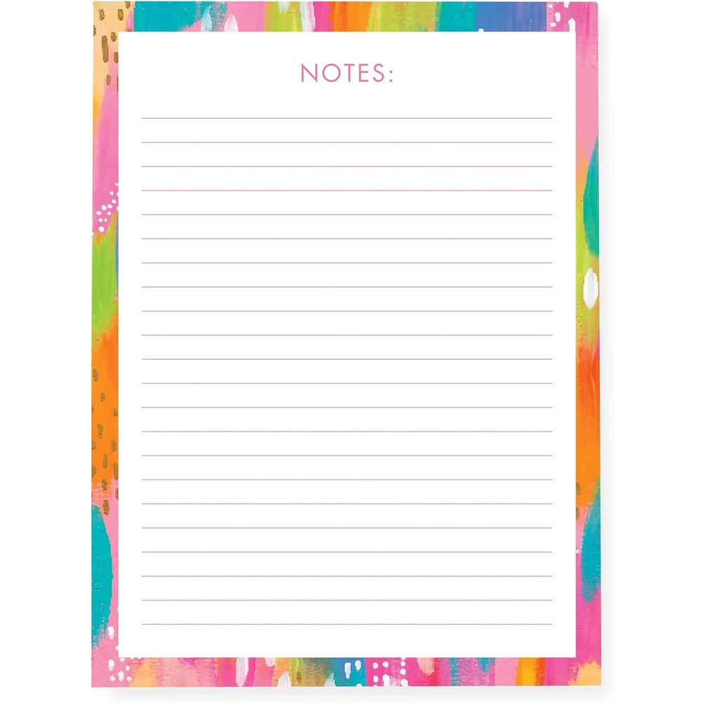 Graphique Brush Strokes Large Notepad front view displaying the colorful abstract border design