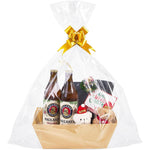 Whdiystella thick kraft empty gift baskets 10 count set with handles front view showing natural brown finish