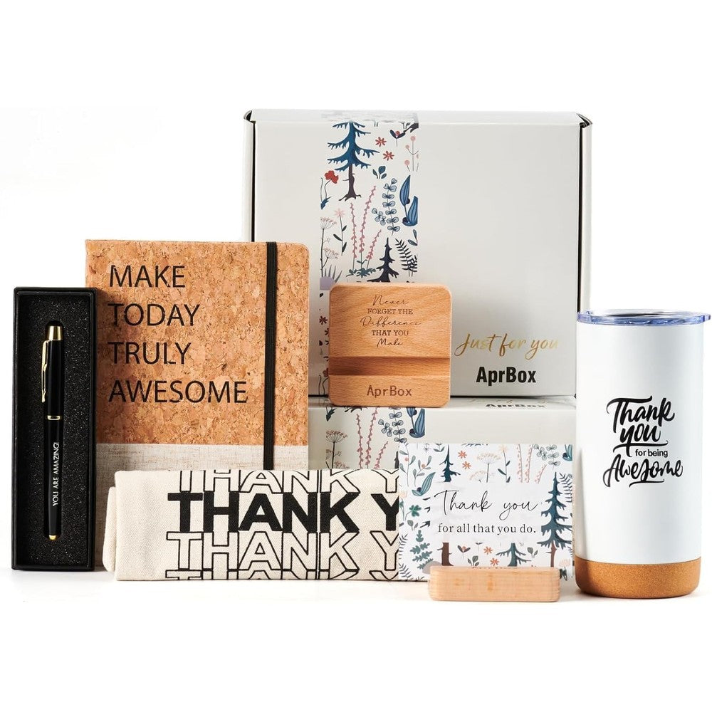 APRBOX Thank You Employee Appreciation Gift Set front view displaying premium curated corporate gifts box contents