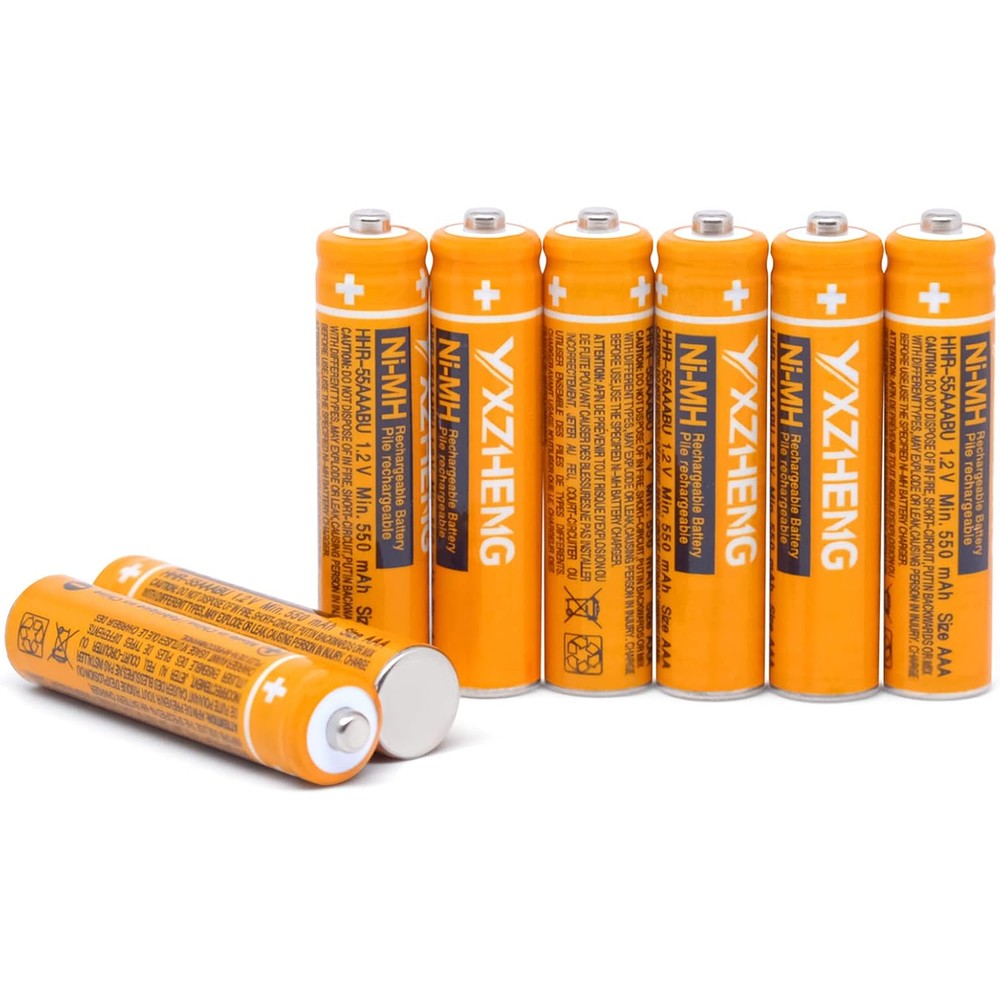 Yxzheng AAA rechargeable cordless phone batteries pack of 8 front view showing clear capacity markings.