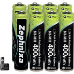 Zephnixa Ni-MH AAA rechargeable batteries eight pack front view showcasing standard capacity labels.