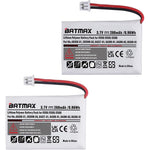 Batmax replacement headset battery pack front view showcasing premium gold contacts and technical specifications.