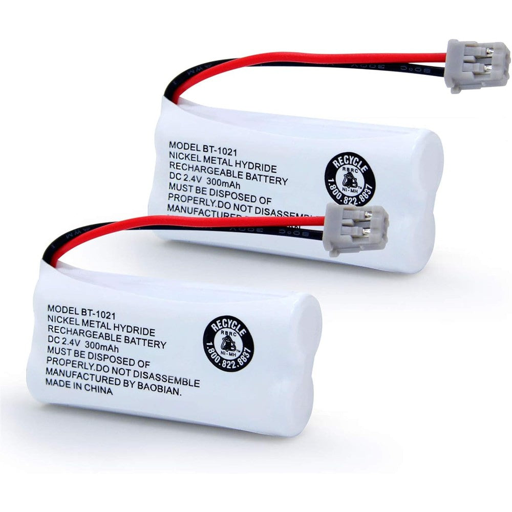 GEILIENERGY BT-1021 rechargeable cordless phone battery pack front view showing the dual AAA cell construction and white connector plug.