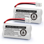 GEILIENERGY cordless phone replacement battery twin pack front view showing white plastic connectors