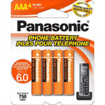 Panasonic Genuine HHR-4DPA/4B AAA NiMH Rechargeable Batteries 4 pack front view showing orange packaging