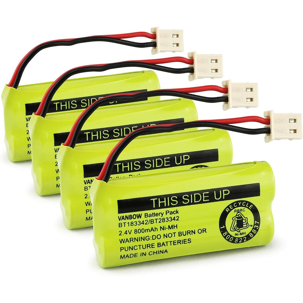 VANBOW BT183342 cordless phone battery pack front view displaying technical specifications.