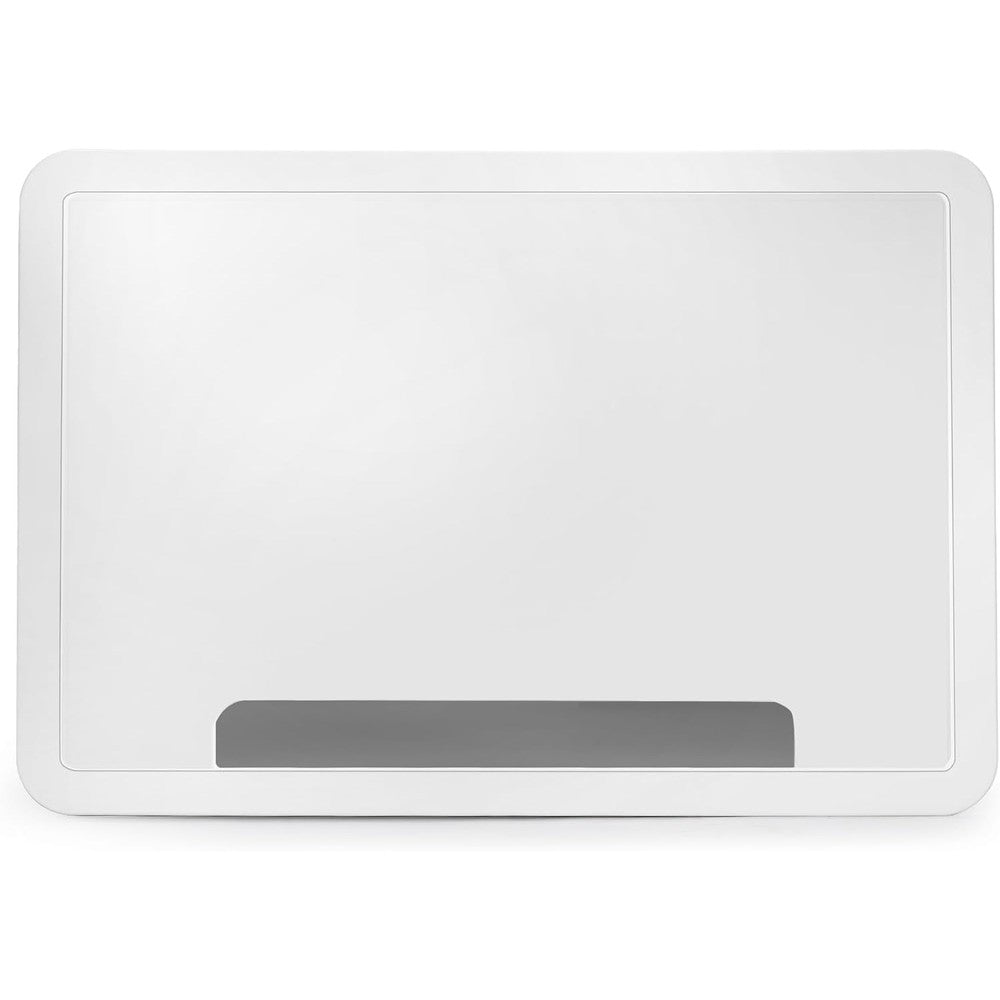 On-Q 9 inch in wall TV media box front view showing empty recessed storage compartment