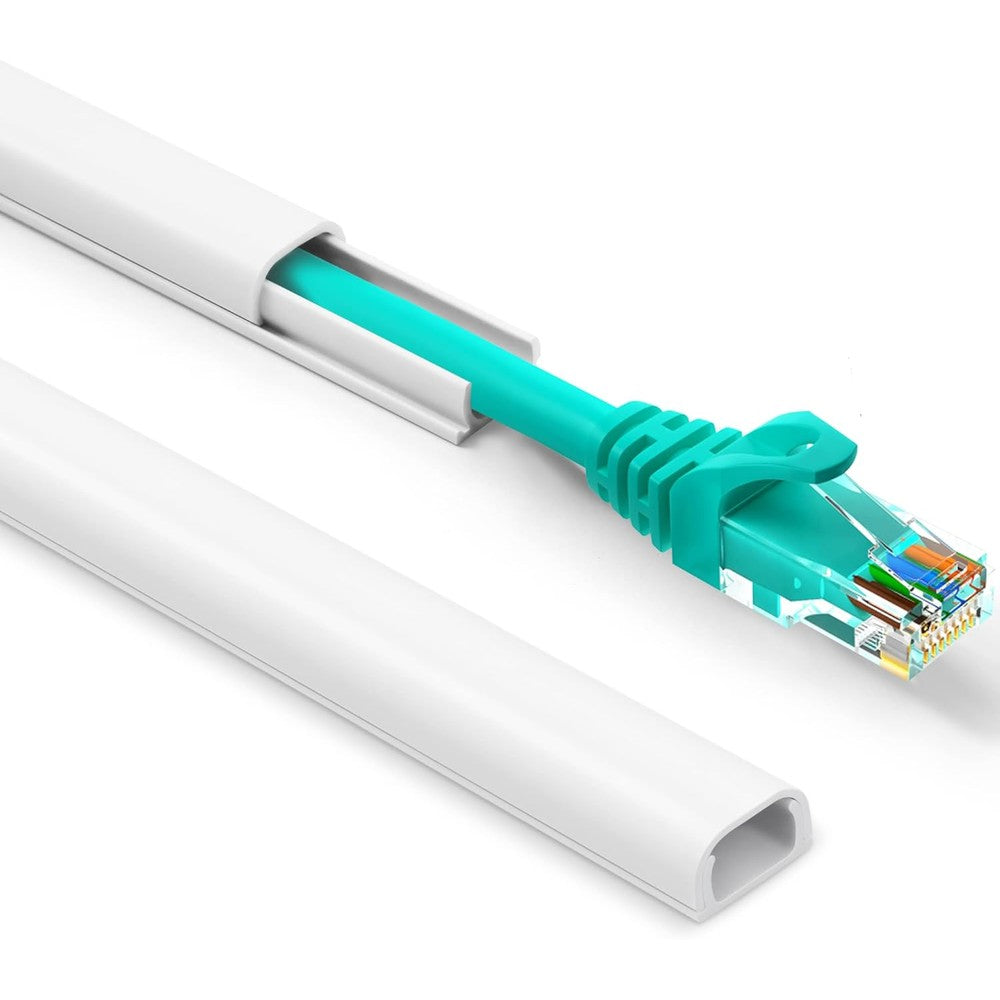 ZhiYo one cord cover wall front view showcasing white mini wire hider kit for home cable management.