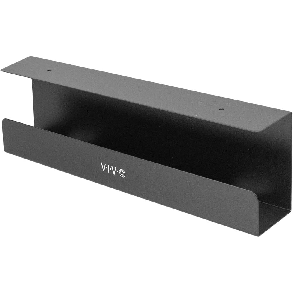 VIVO Under Desk 17 Inch Cable Management Tray front view showing premium black steel construction for home office organization
