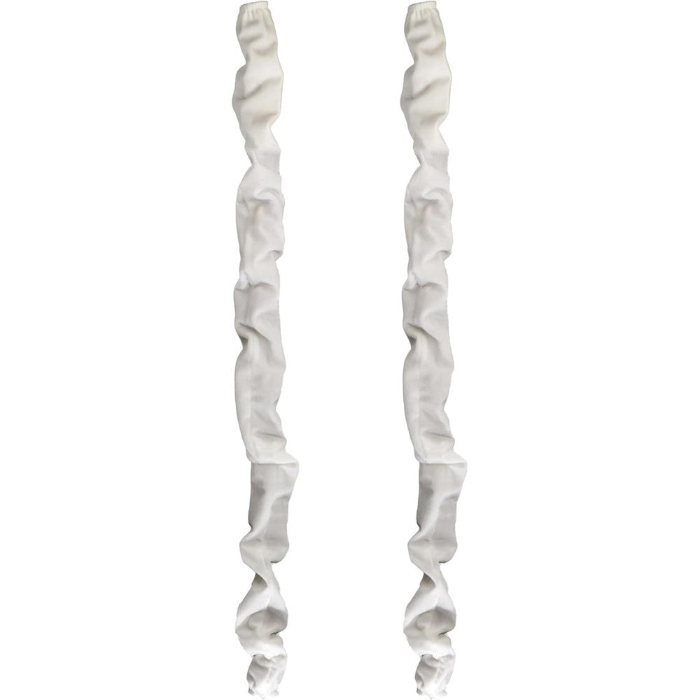 Antique House Chandelier Fabric Cord Cover Two Pack cream white front view on a hanging light fixture.