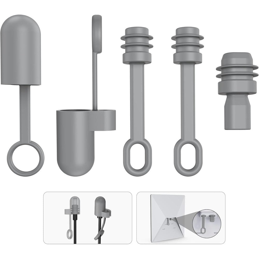 Ekekcic Cable Silicone Caps for Starlink Mini front view showing five gray protective covers.
