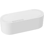 D-Line cable management box front view concealing desk power strip cords.