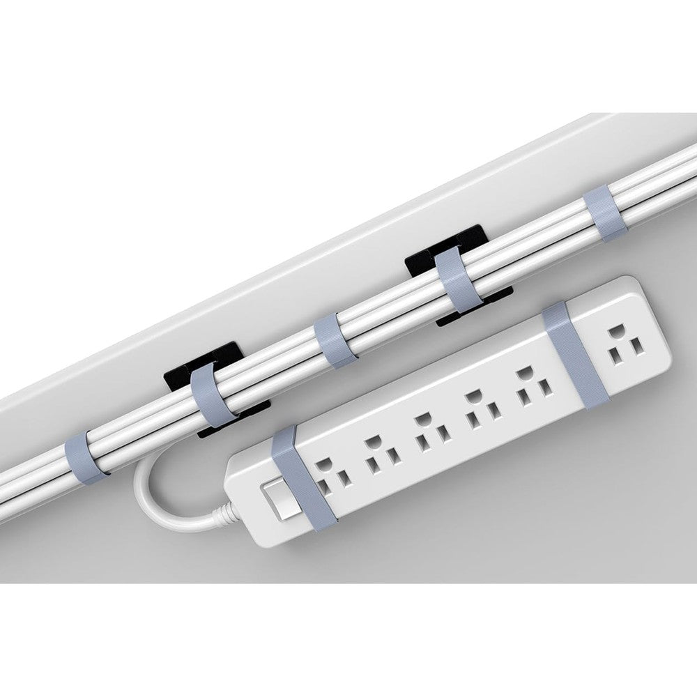 PAGP under desk cord management straps front view holding power strip