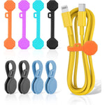 Grodoe silicone magnetic cable ties 8 pack front view showing colorful cord organizers.