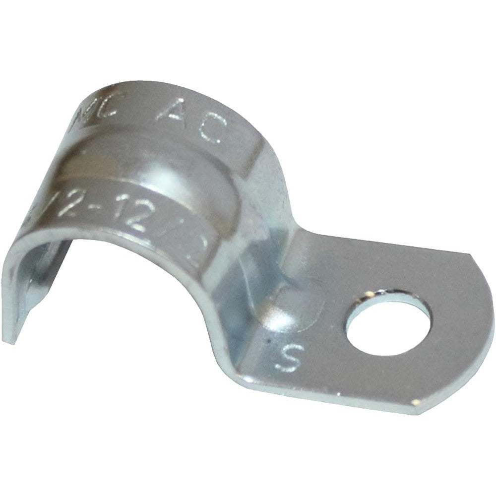 Sigma Engineered Solutions ProConnex one-hole BX strap front view showcasing zinc-plated steel finish