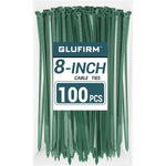 Glufirm green zip ties 8 inch pack front view cable management