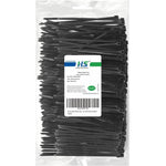 HS durable plastic zip ties front view showing bulk pack packaging