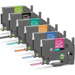 COLORTY replacement label maker tape 6 pack front view showcasing various color cartridges.