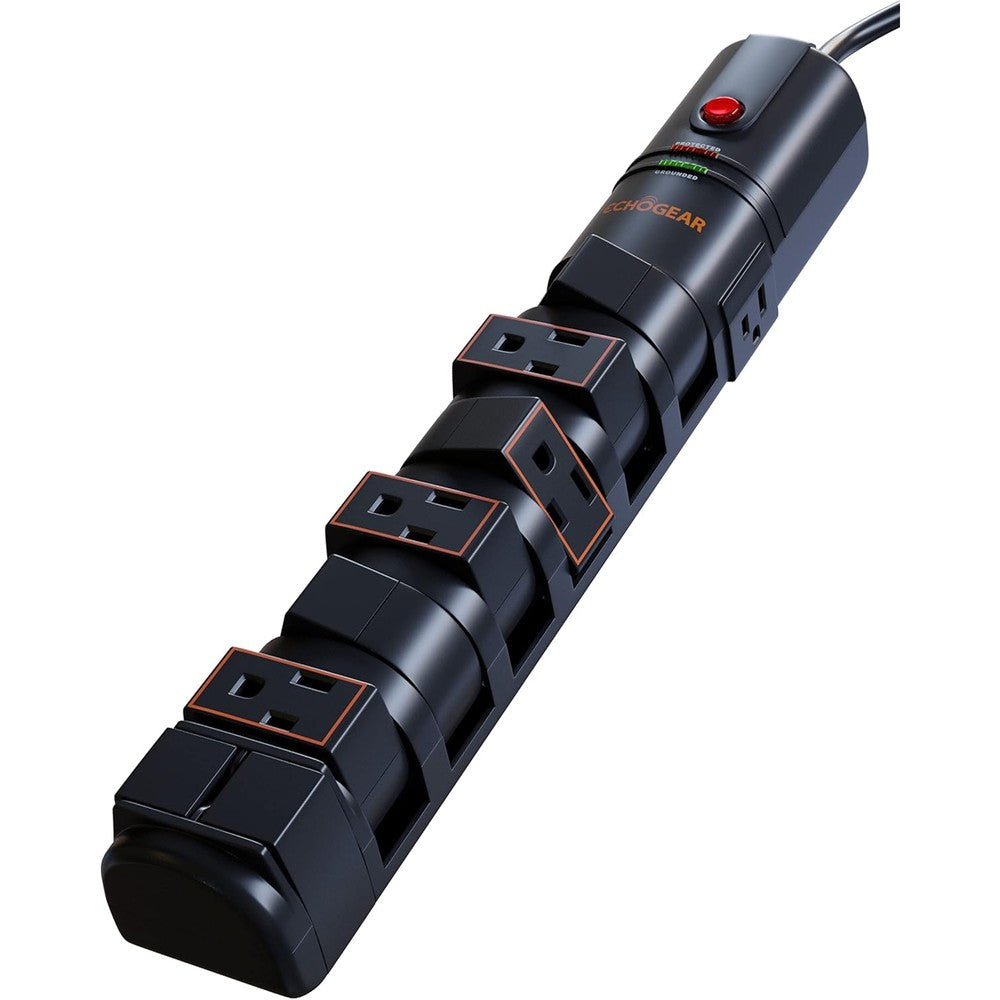 Echogear Voltspin surge protector front view showing rotating outlets