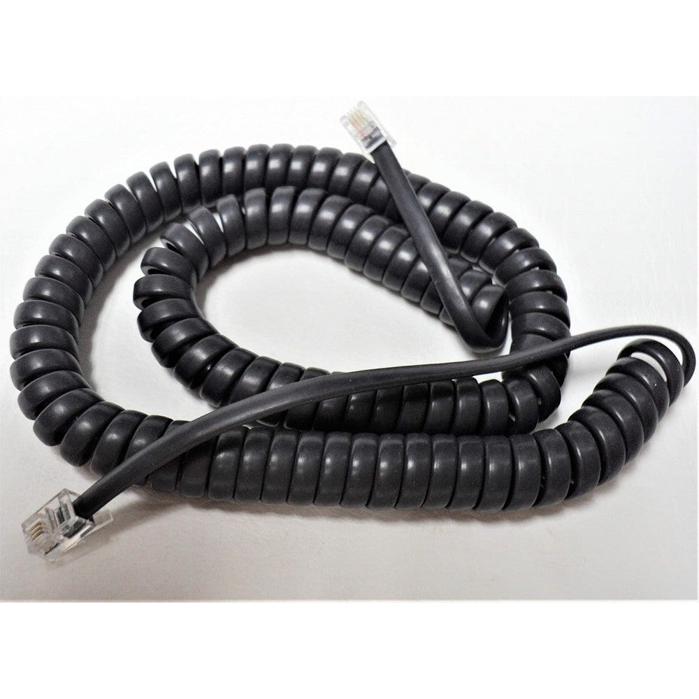 1st Choice Cisco Handset Black Curly Cord front view highlighting the coiled texture and modular connector plugs for office landline replacement.