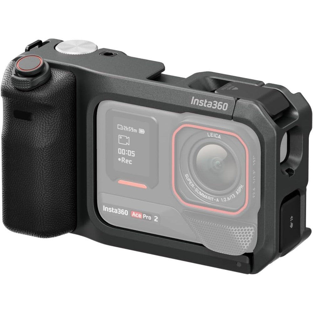 Insta360 Ace Pro 2 Xplorer Grip Pro Kit front view showcasing the ergonomic aluminum handle