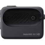 Insta360 GO 3S Action Pod Black front view showing the 2.2-inch flip touchscreen