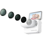 Insta360 GO 3S ND Filter Set front view showing four multi coated optical glass lens accessories in a premium protective storage case.