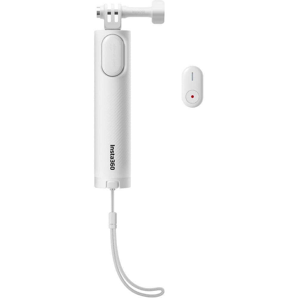 Insta360 Mini 2-in-1 Tripod 2.0 Remote Kit White front view showing the compact folded handheld design.