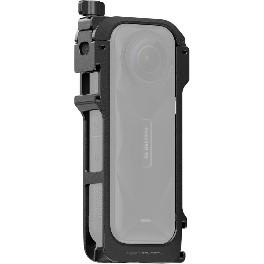 Insta360 X5 Utility Frame front view showcasing the premium aluminum alloy protective camera cage.