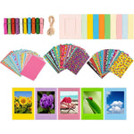 Sturdy Tiger Colorful Bundle Kit front view showing assorted sticker frames and plastic desk frames for instant cameras.