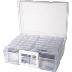 Find Scrapblooms plastic clear photo storage box with handle front view