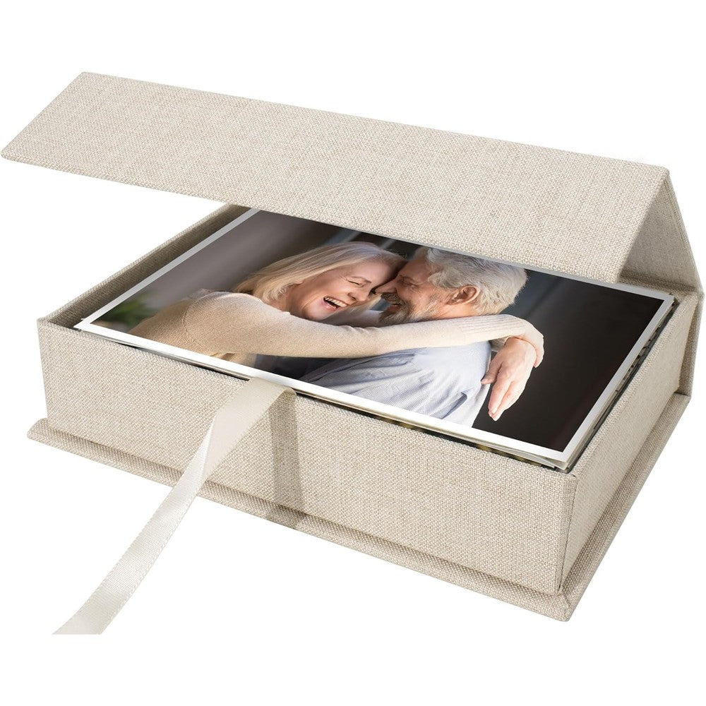 Yopih 4x6 Linen Photo Storage Box front view