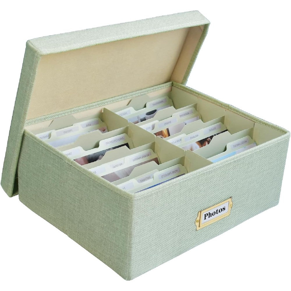 Sprsthai linen photo storage box front view beige