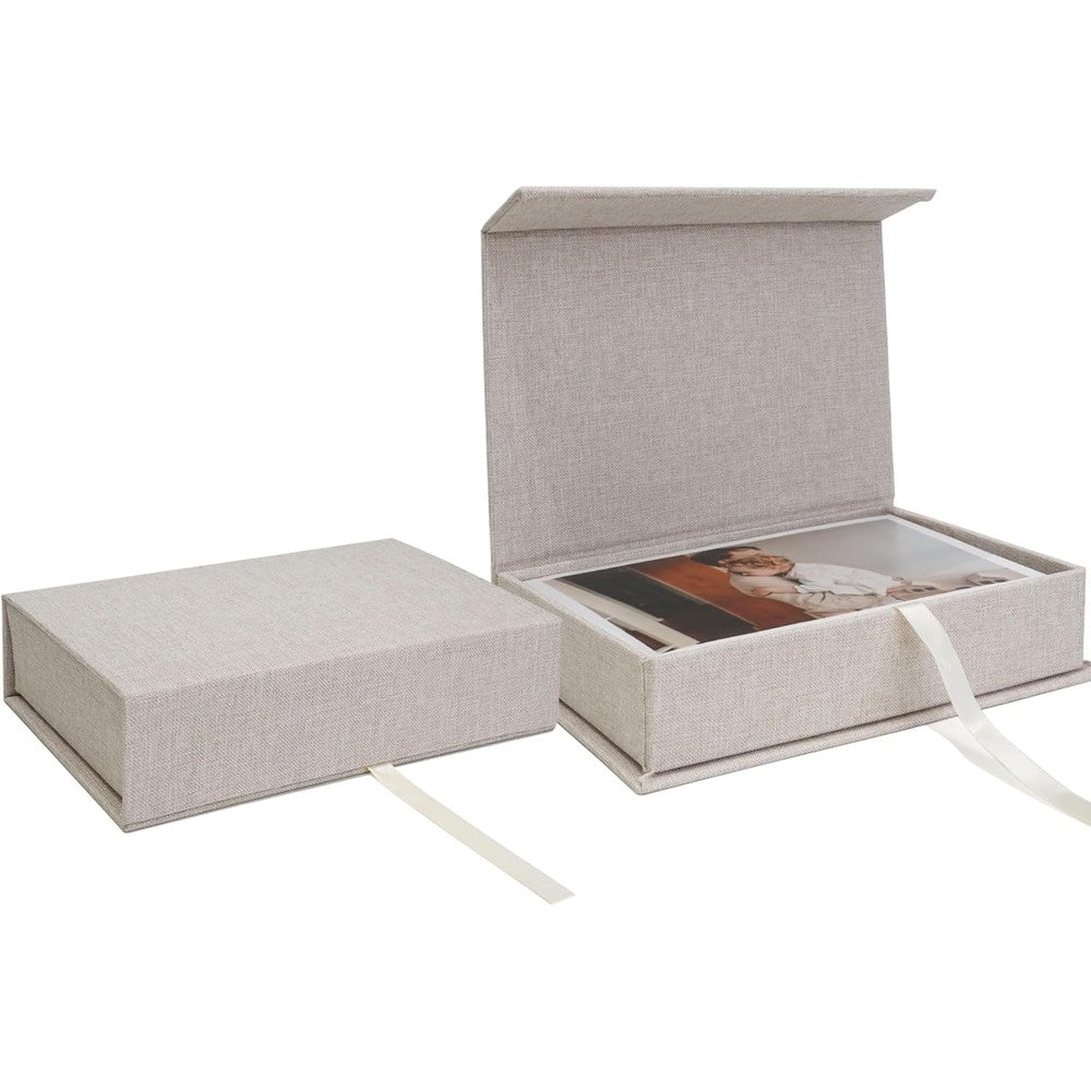 Vienrose Linen 8 by 10 inch photo storage box front view