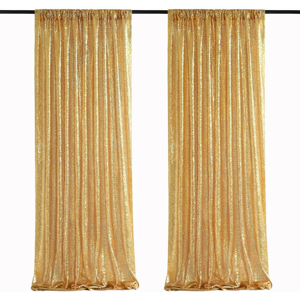 SoarDream gold sequin backdrop curtain panels front view for wedding reception background