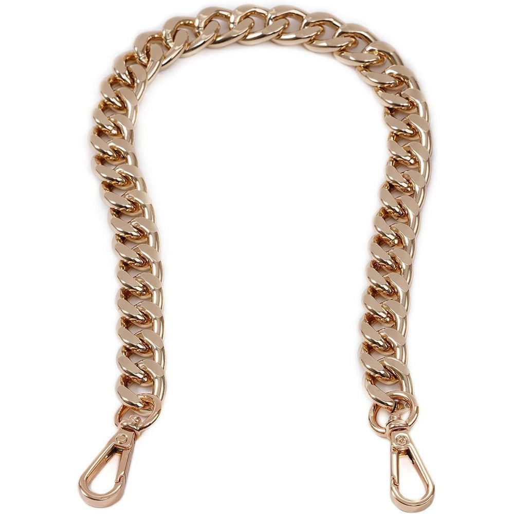 Xiazw chunky metal purse chain strap front view showcasing polished gold links.