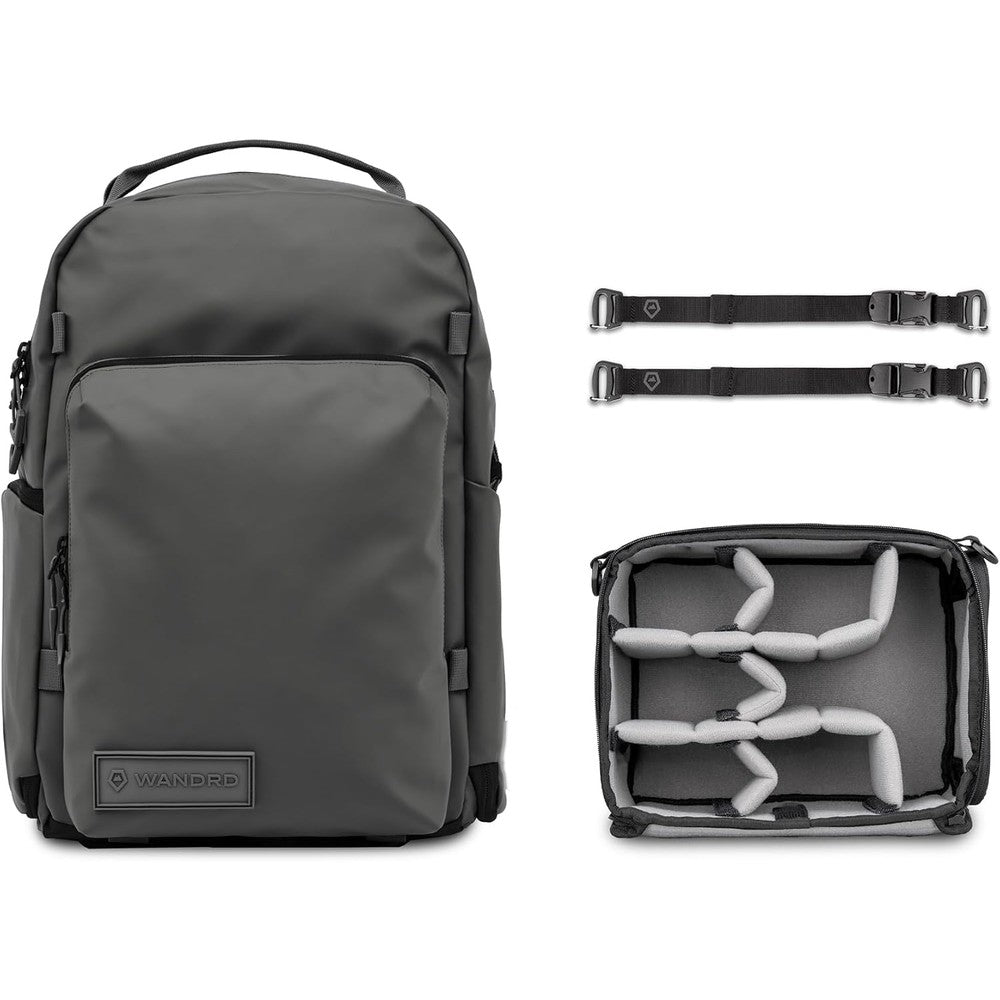 WANDRD PRVKE Pocket 31L V4 Photography Bundle front view showing sleek black weather-resistant tarpaulin material.