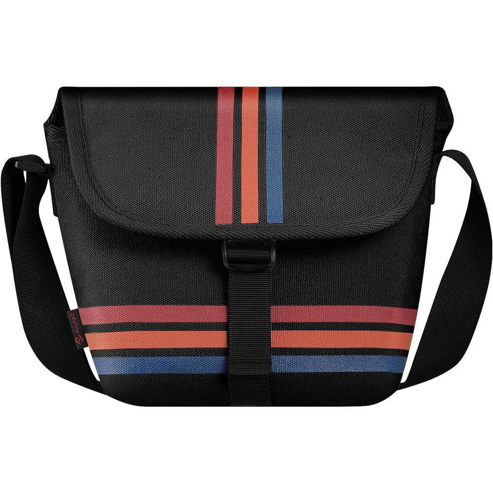 Fintie Crossbody Camera Bag in Denim Turquoise front view showing the premium synthetic leather finish.
