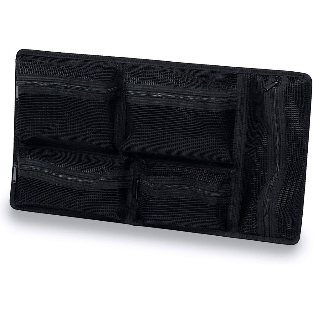 ColorCase upgraded mesh lid organizer front view showing multiple zippered storage compartments.