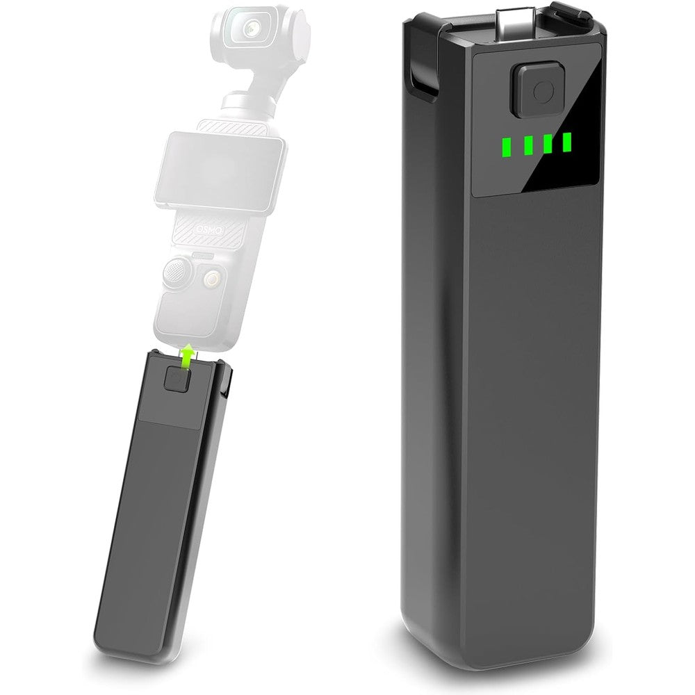 ADDPOWER battery handle for DJI Osmo Pocket 3 front view showing ergonomic power grip design.