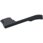 Aisnyho metal camera thumb grip front view showing the sleek black anodized aluminum alloy finish.
