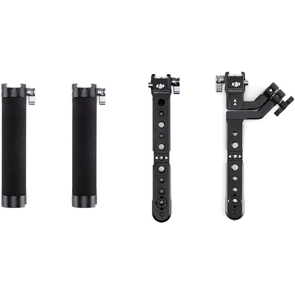 DJI RS Twist Grip Dual Handle expansion kit showing left and right extension arms with mechanical grips